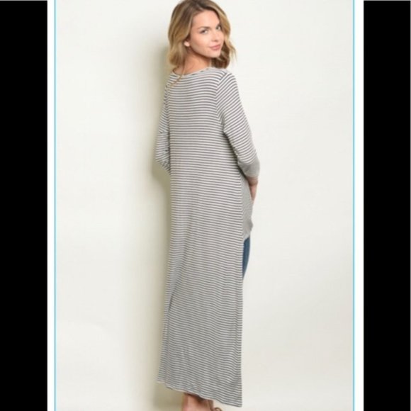 Annabelle Hi-Low Knot Maxi Tunic - Perfect Stripes - Picture 4 of 5